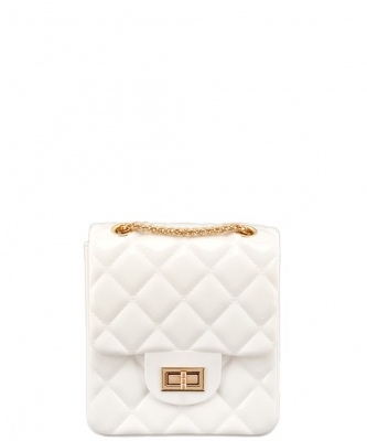 Diamond Quilted Pattern Square Small Jelly Bag 7160 WHITE